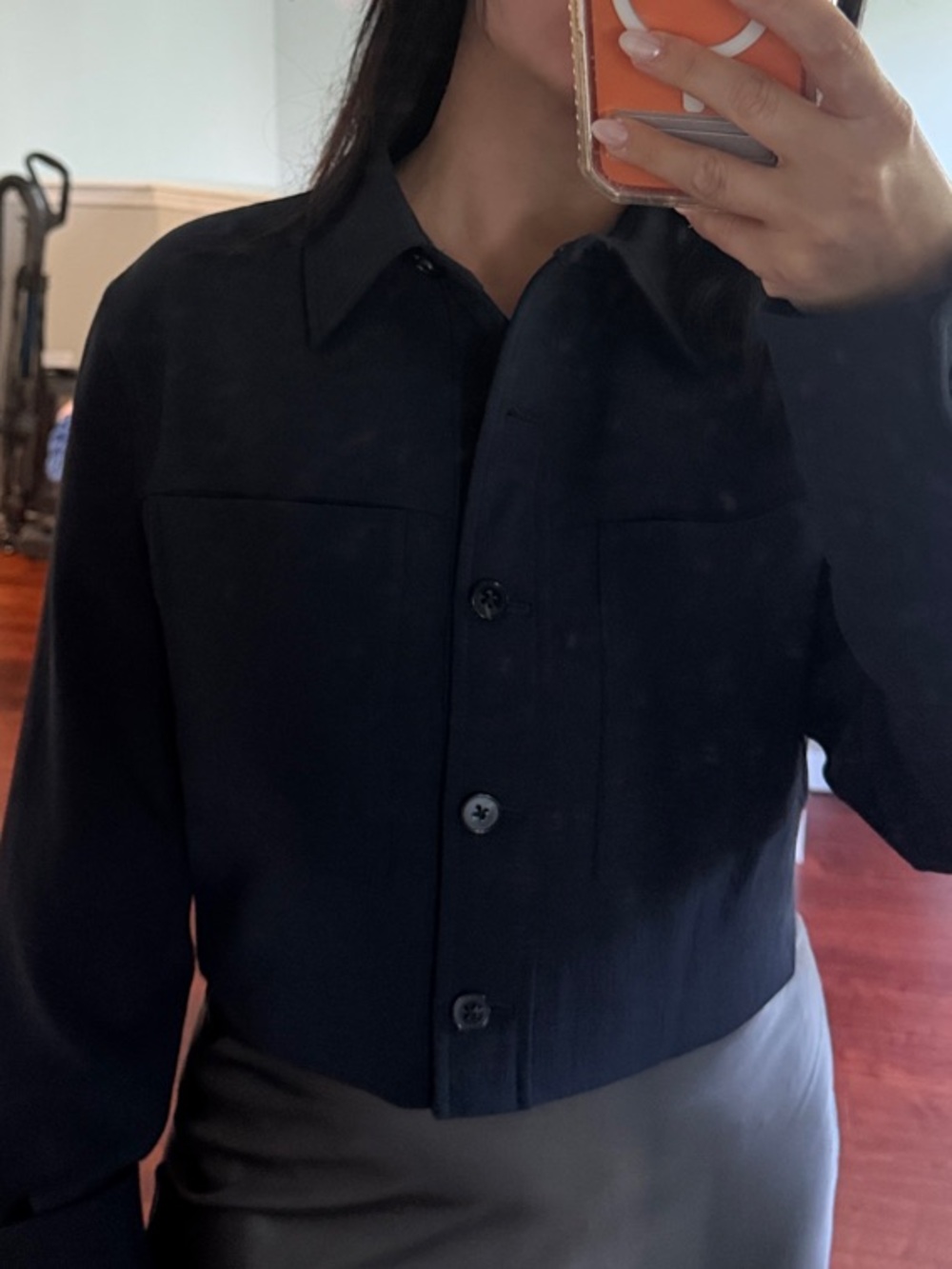 Wilfred Black Cropped Button-Down Shirt